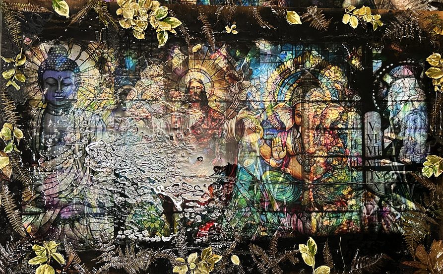 The Divine Masculine, Graphic design on wood, mixed media